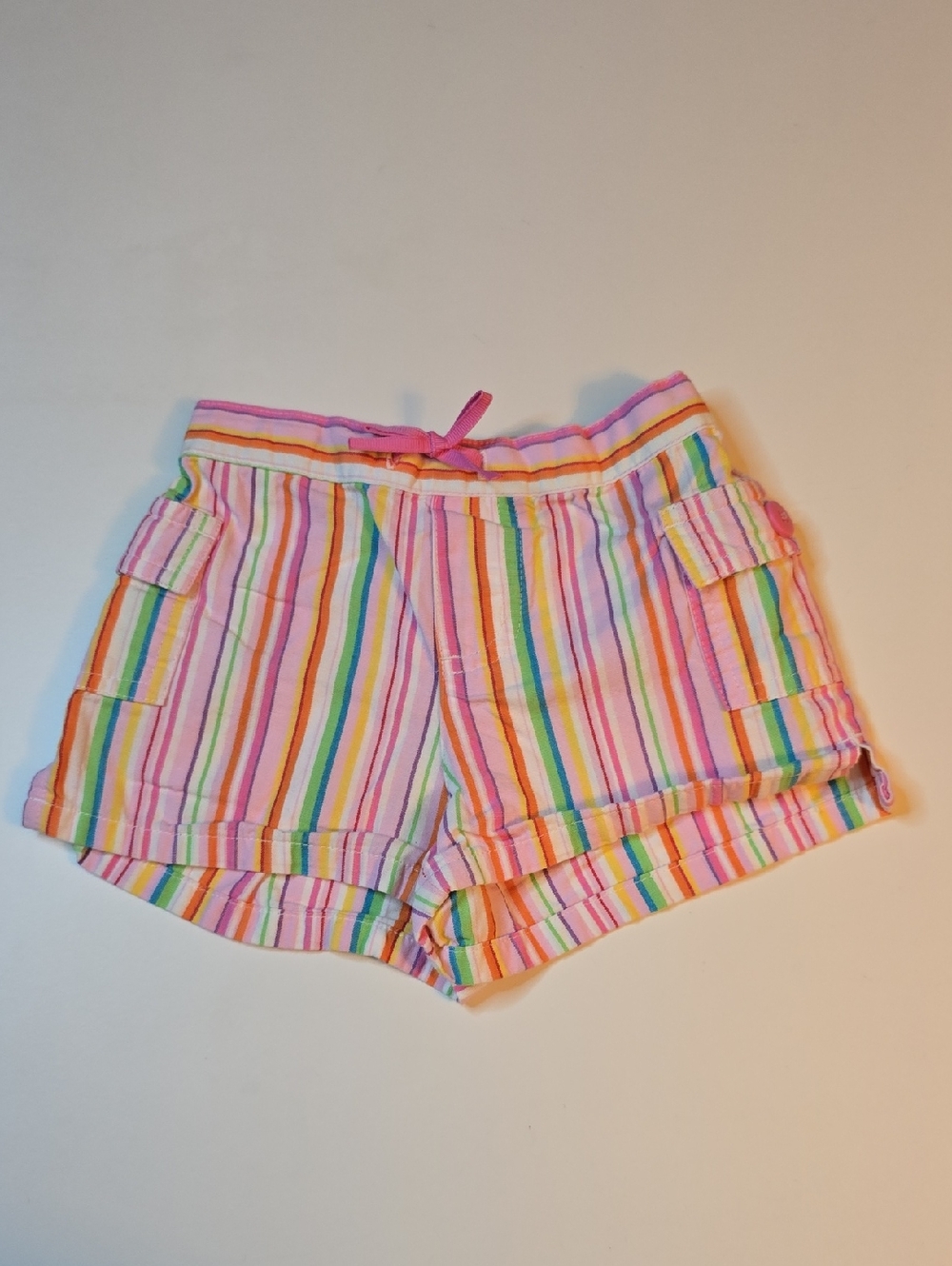 Circo Girls Multi-Striped Cotton Shorts - Pastel Rainbow